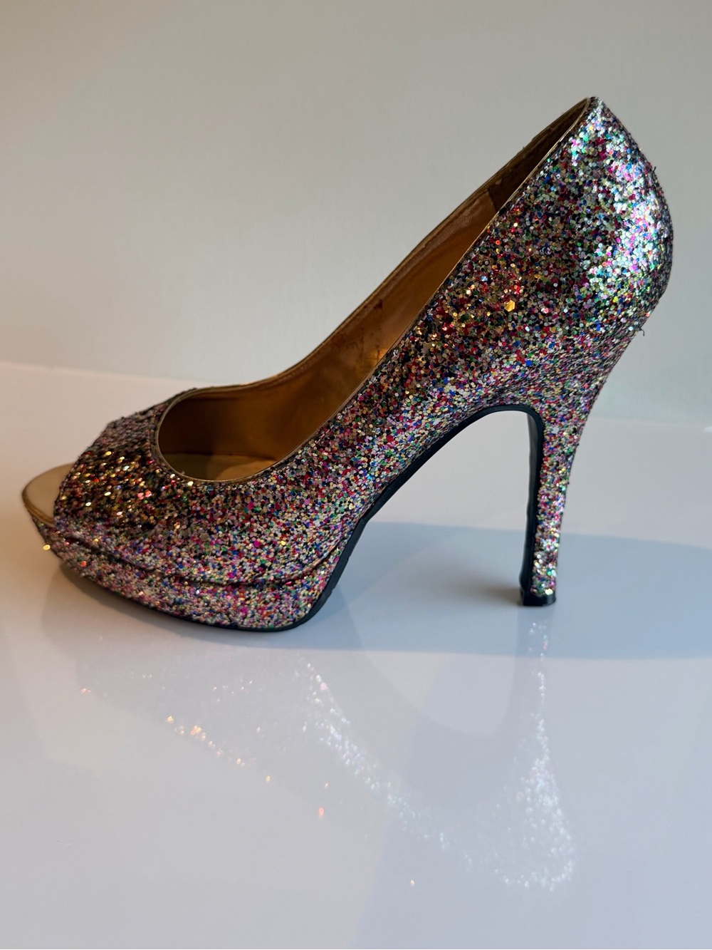 Candie's Multicolor Glitter Peep Toe Pumps